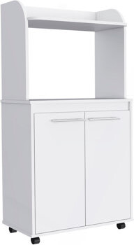 Rockford Kitchen Cart, Open Shelf, Double Door Cabinet, Two Interior Shelves