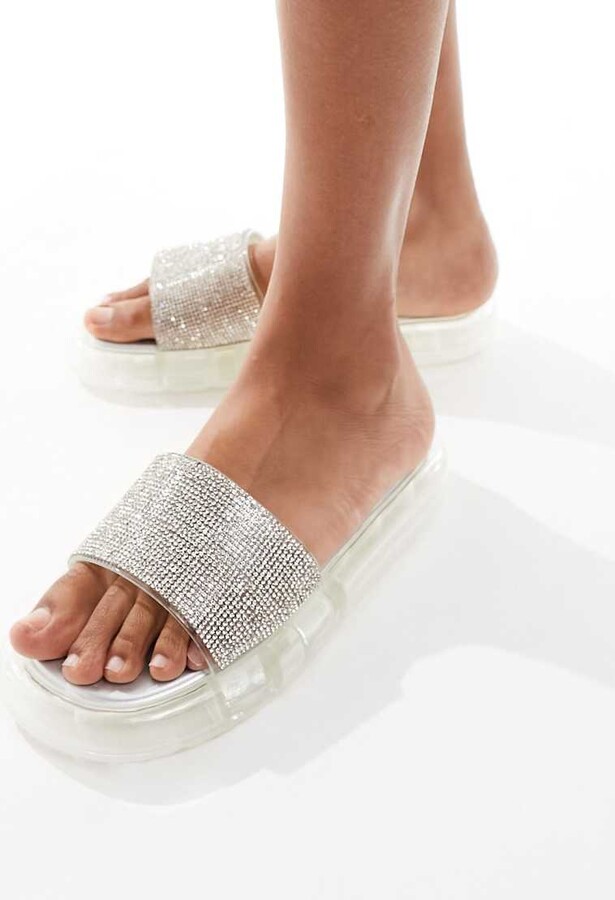 SIMMI Shoes Simmi London Fan flat sandal with embellished upper in