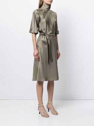 Shanghai Tang x Yuni Ahn split Qipao collar lattice silk dress