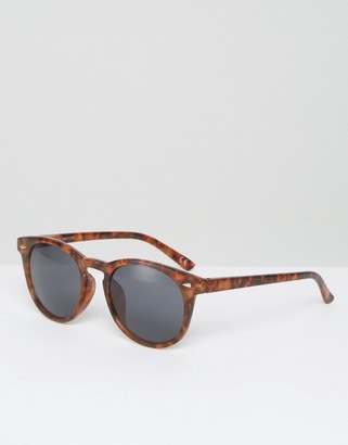 ASOS Round Sunglasses In Tort With Black Lens