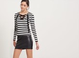 Thumbnail for your product : Dynamite Striped Lace-Up Sweatshirt