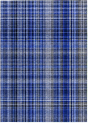 HomeRoots 9' X 12' Navy Blue Plaid Washable Non Skid Indoor Outdoor Area Rug