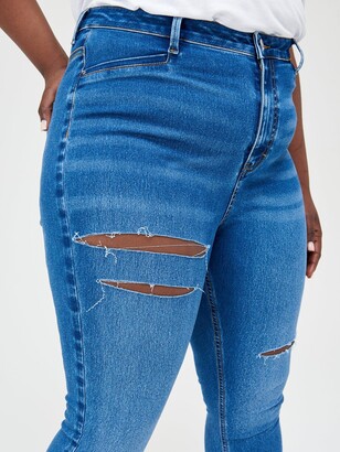 V By Very Curve High Waisted Skinny Jean - Mid Blue Wash