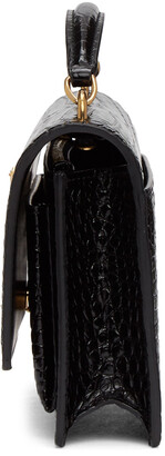 Saint Laurent Black Croc Sunset Chain Wallet Bag