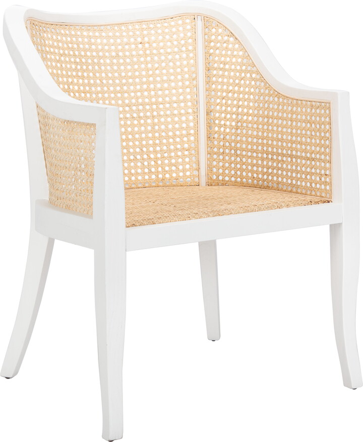 SAFAVIEH Maika Nautical Solid Dining Chair, White/Natural