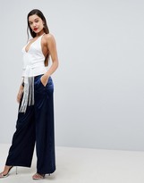 Thumbnail for your product : ASOS DESIGN Sexy Halter Plunge Top with Fringe Belt
