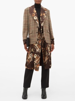 Junya Watanabe Checked And Floral-print Layered Jacket - Brown Multi