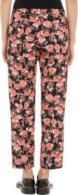 Marni Floral-Print Cropped Trousers-Black