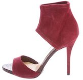 Thumbnail for your product : Brian Atwood Snakeskin-Trimmed Ankle Strap Sandals