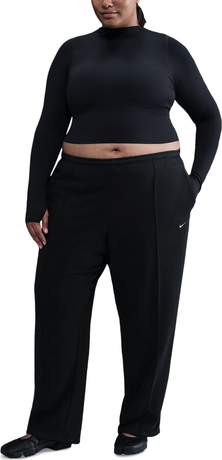 Nike Sportswear Women's Plus Size Mid-Rise French Terry Sweatpants - Black/sail