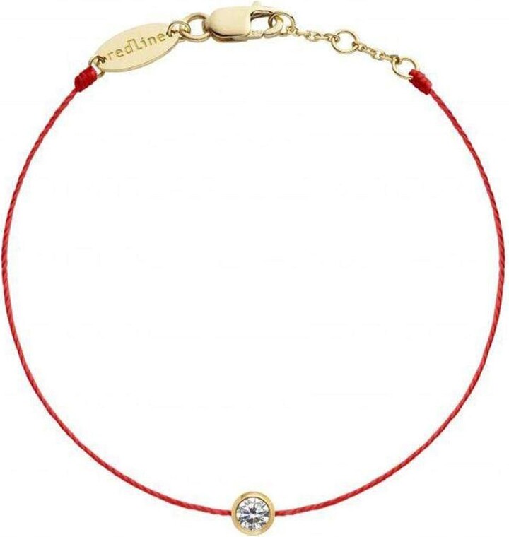 Redline Yellow Gold Pure Diamond Red Cord Bracelet