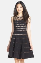 Thumbnail for your product : Mikael AGHAL Lace Inset Ottoman Knit Fit & Flare Dress
