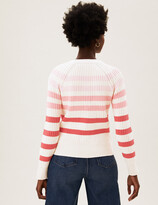 Thumbnail for your product : Marks and Spencer Cotton Striped Ribbed V-Neck Cardigan