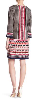 Laundry by Shelli Segal Printed Lace-Up Neckline Shift Dress