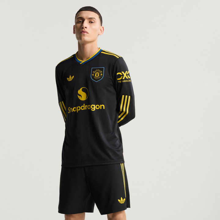 adidas Manchester United 25/26 Long Sleeve Third Authentic Jersey Black S Mens