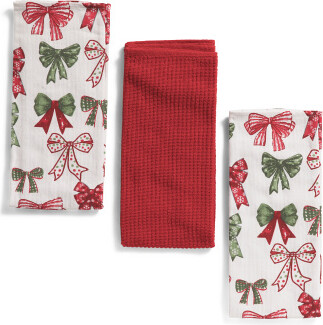 Set Of 3 Bow Kitchen Towels | Cotton