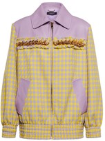 Thumbnail for your product : Versace Leather-trimmed checked wool jacket