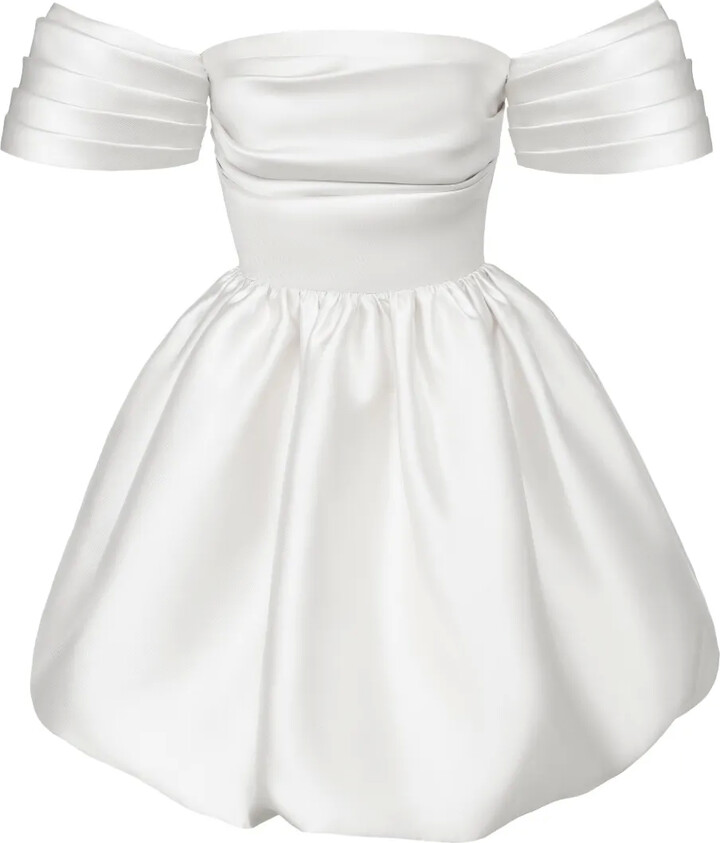 POST MERIDIEM Draped-Bodice Duffy-Skirt Mini Dress