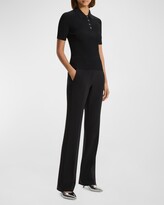 Thumbnail for your product : Theory Ribbed Compact Crepe Short-Sleeve Polo Shirt
