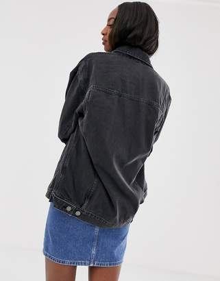 ASOS Tall Design Tall Denim Girlfriend Jacket In Washed Black