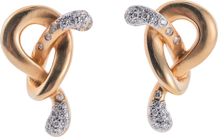 Angela Cummings For Assael Gold Diamond Pretzel Knot Earrings