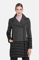 Thumbnail for your product : Catherine Malandrino Stripe Trim Asymmetrical Zip Coat