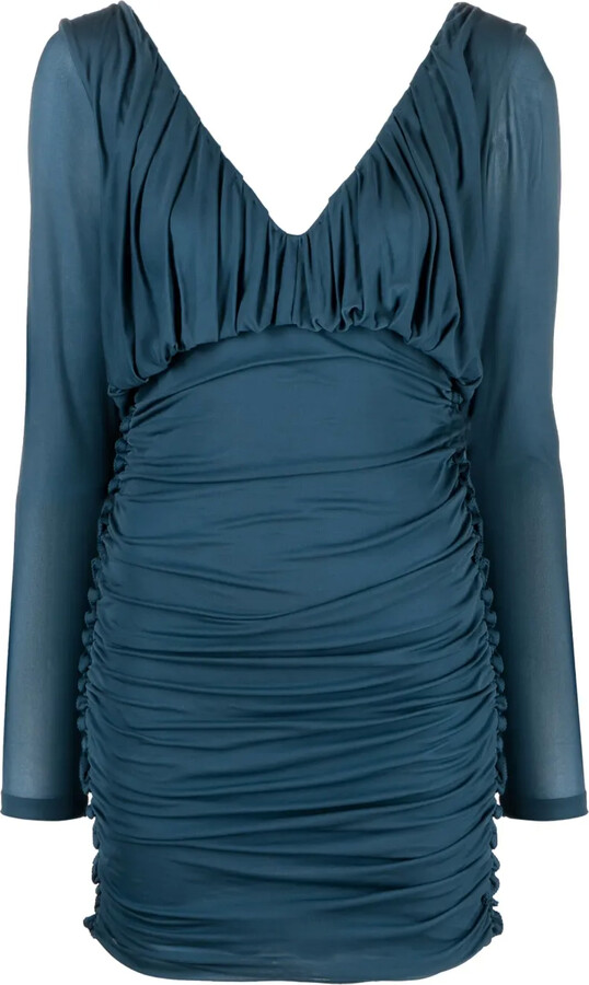Saint Laurent V-neck draped mini dress