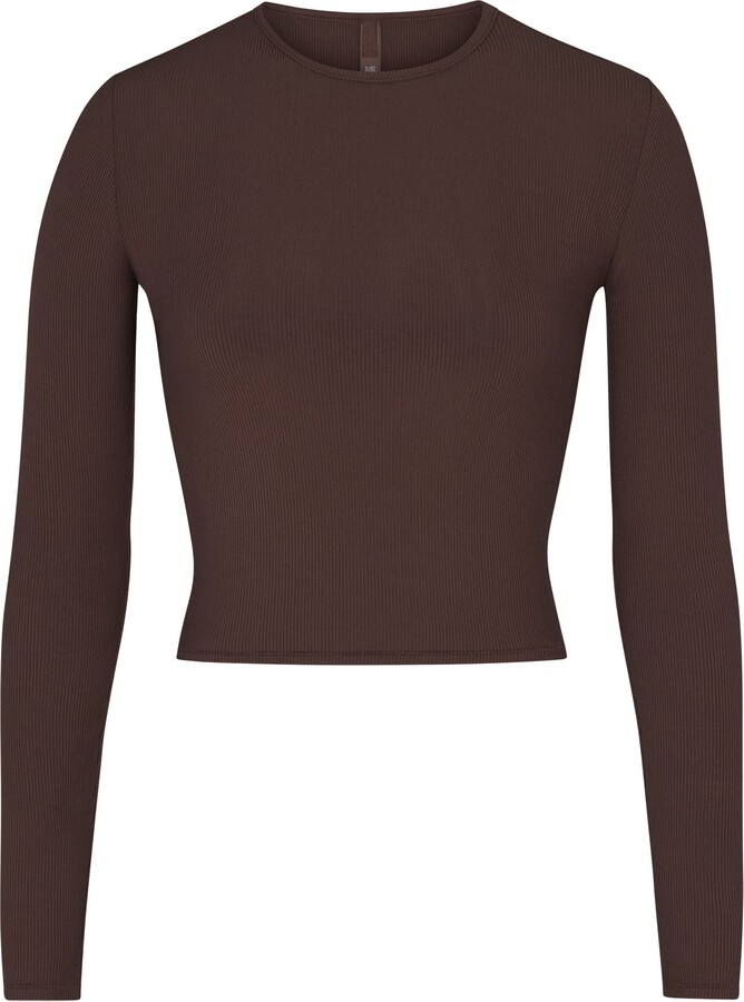 SKIMS New Vintage Long Sleeve Henley - Cocoa