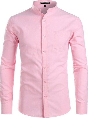 Peaky Blinders Style - Pink Twill Grandad Collar Shirt | Jack Martin 3XL = 18