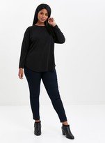 Thumbnail for your product : Evans Black Curve Hem Long Sleeve Top