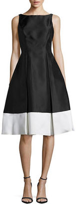 Adrianna Papell Petite Colorblocked Fit and Flare Dress