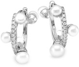 Thumbnail for your product : Fallon Rhodium-Plated, Cubic Zirconia & Glass Pearl-Dotted Hoop Earrings