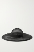 Thumbnail for your product : Eugenia Kim Bunny Grosgrain-trimmed Tulle Hat - Black