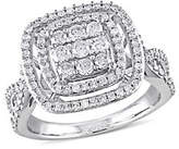 Thumbnail for your product : HBC CONCERTO Double Halo 10k White Gold Engagement Ring with 1 TCW Diamond