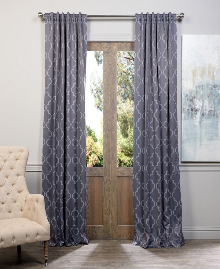 Half Price Drapes Seville Geometric Room Darkening Curtain - Seville grey silver