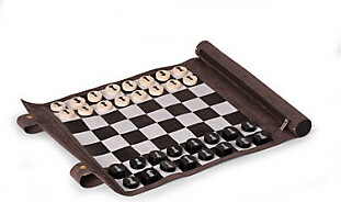 Suede Roll Up 12.5" Travel Chess Set in Gray