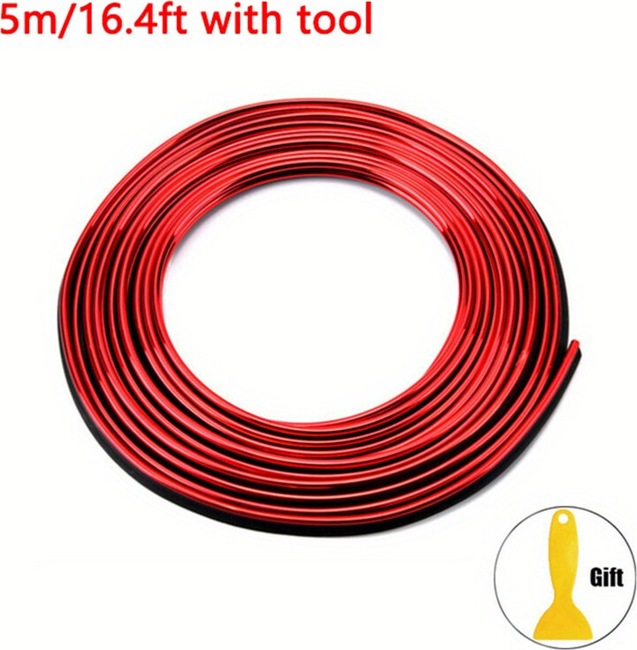 Temu 1pc Universal Car Moulding Decoration Flexible Strips 16ft/ 5m Pvc Strip Interior Auto Mouldings Car Cover Trim Dashboard Door Car-styling