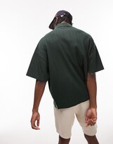 Thumbnail for your product : Topman oversized polo with vertical knit texture in green