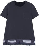 Thumbnail for your product : Sacai Lace, Poplin And Shell-trimmed Cotton-jersey T-shirt