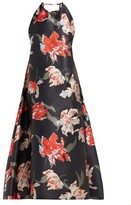 Thumbnail for your product : Rochas Tulip-print Halterneck Duchess Satin Dress - Black