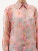 Thumbnail for your product : Raey Watercolour Floral-print Silk-organza Shirt - Pink Print