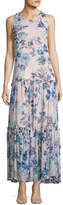 Thumbnail for your product : Taylor Floral-Print Chiffon Maxi Dress, White/Blue