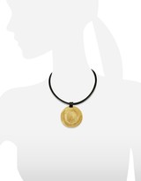 Thumbnail for your product : Stefano Patriarchi Golden Silver Etched Medium Round Pendant w/Leather Lace