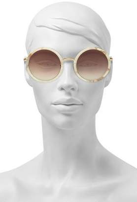 Linda Farrow Round-Frame Marbled Acetate Sunglasses