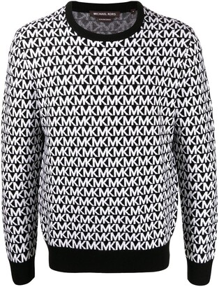 Michael Kors Logo-Jacquard Crew Neck Sweater - ShopStyle
