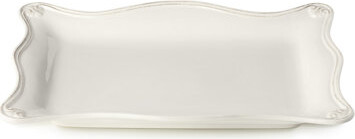 Certified International Heritage Scroll Rectangular Platter – Elegant 14" x 10" Stoneware Serving Tray with Sculpted Edges – Ivory Glazed Classic Serveware for Entertaining,