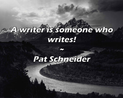 Trinx Pat Schneider Quote: A writer is someone who writes!