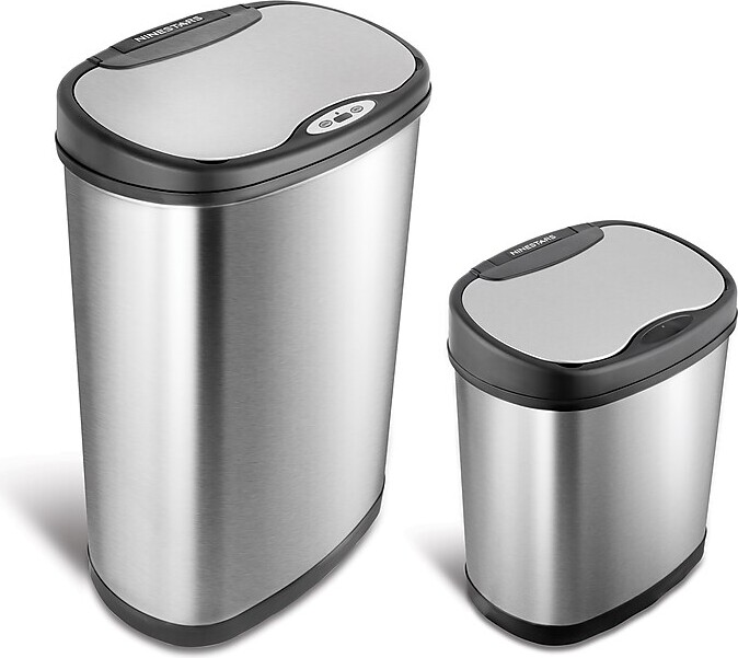 NineStars Nine Stars Stainless Steel Motion Sensor Trash Cans, Gray, 2/Pack (CB-50-13/12-13)