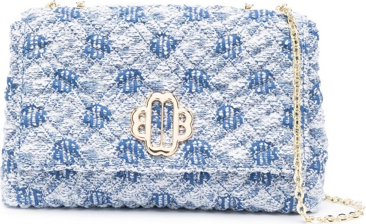 Maje Embroidered Tweed Bag - Blue - One Size