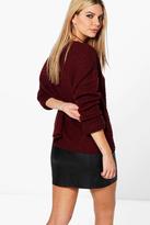 Thumbnail for your product : boohoo Amelia Turn Up Cuff Textured Jumper